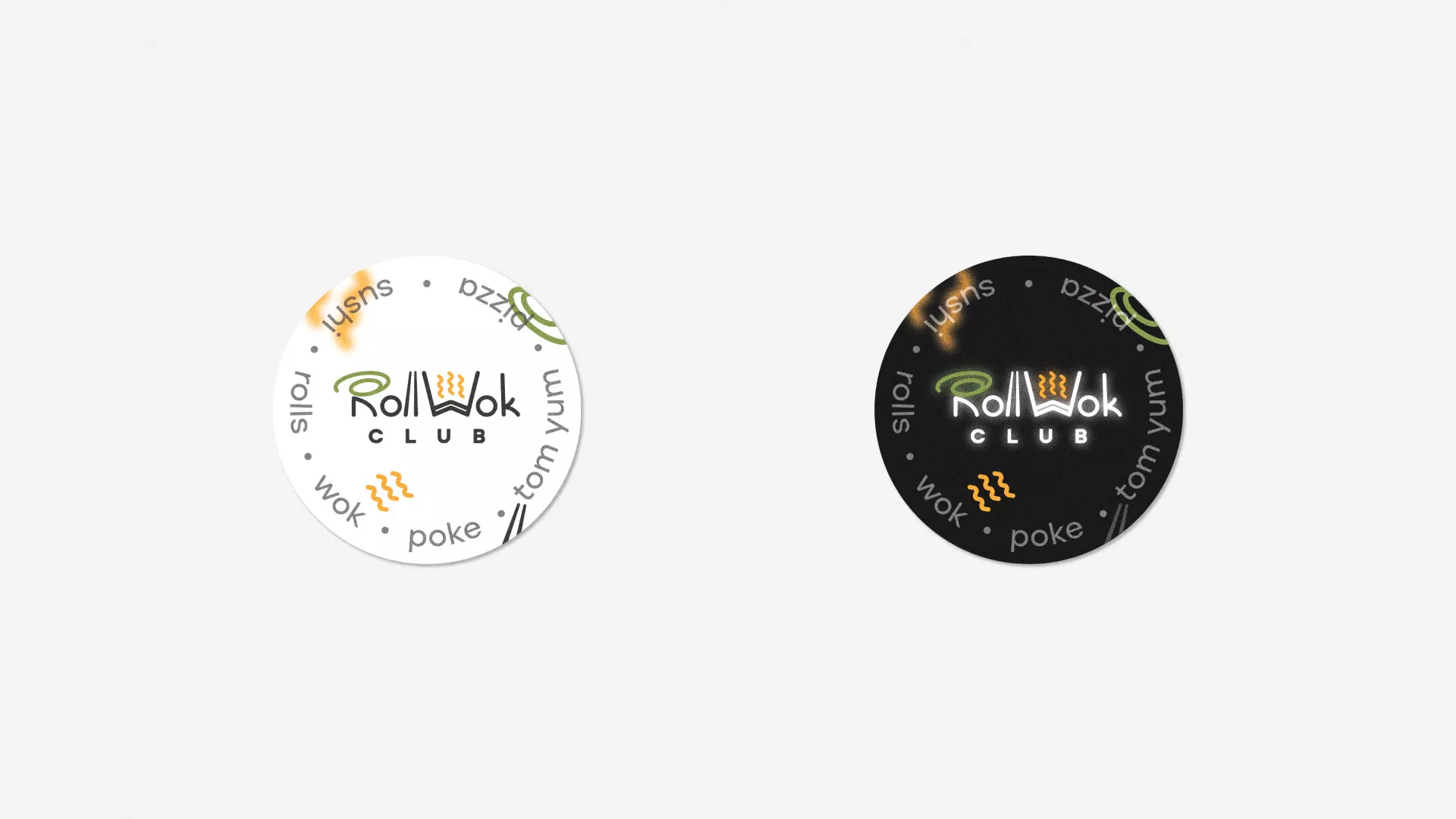 Разработка наклеек для суши-бара «Roll Wok Club» в Тосно